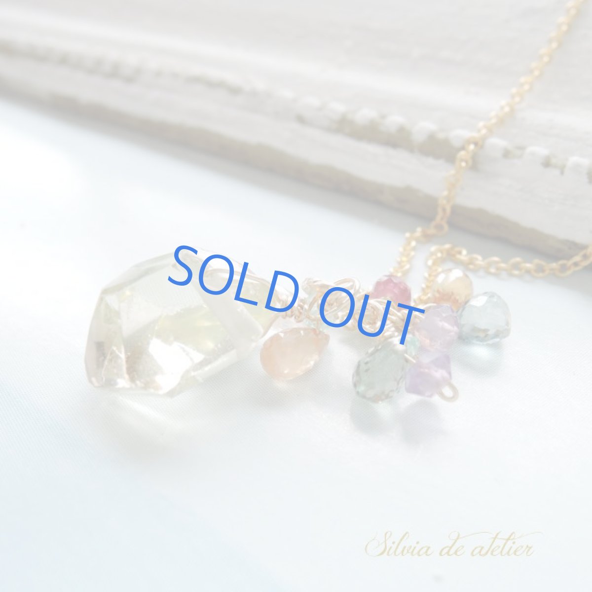 画像2: ＜限定1＞秋のブーケ　レモンクォーツ＆スモーキークォーツバイカラー＆カラーサファイア　14kgfネックレス約40cm (2)