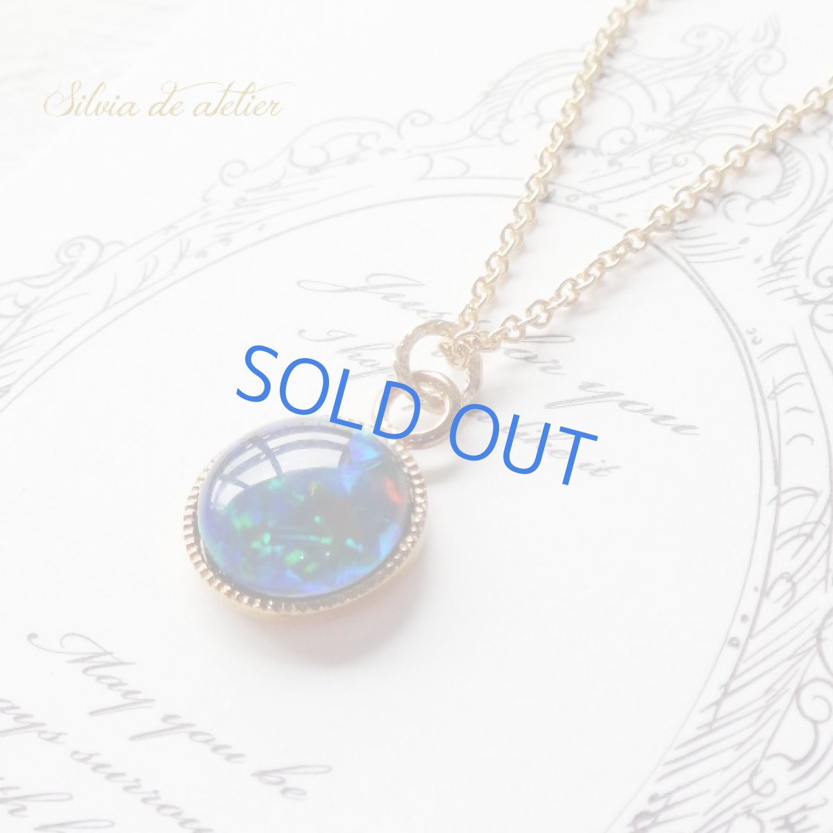 画像3: <1点もの・B>オーストラリア産 ブラックオパールカボション 14kgfネックレス (3)