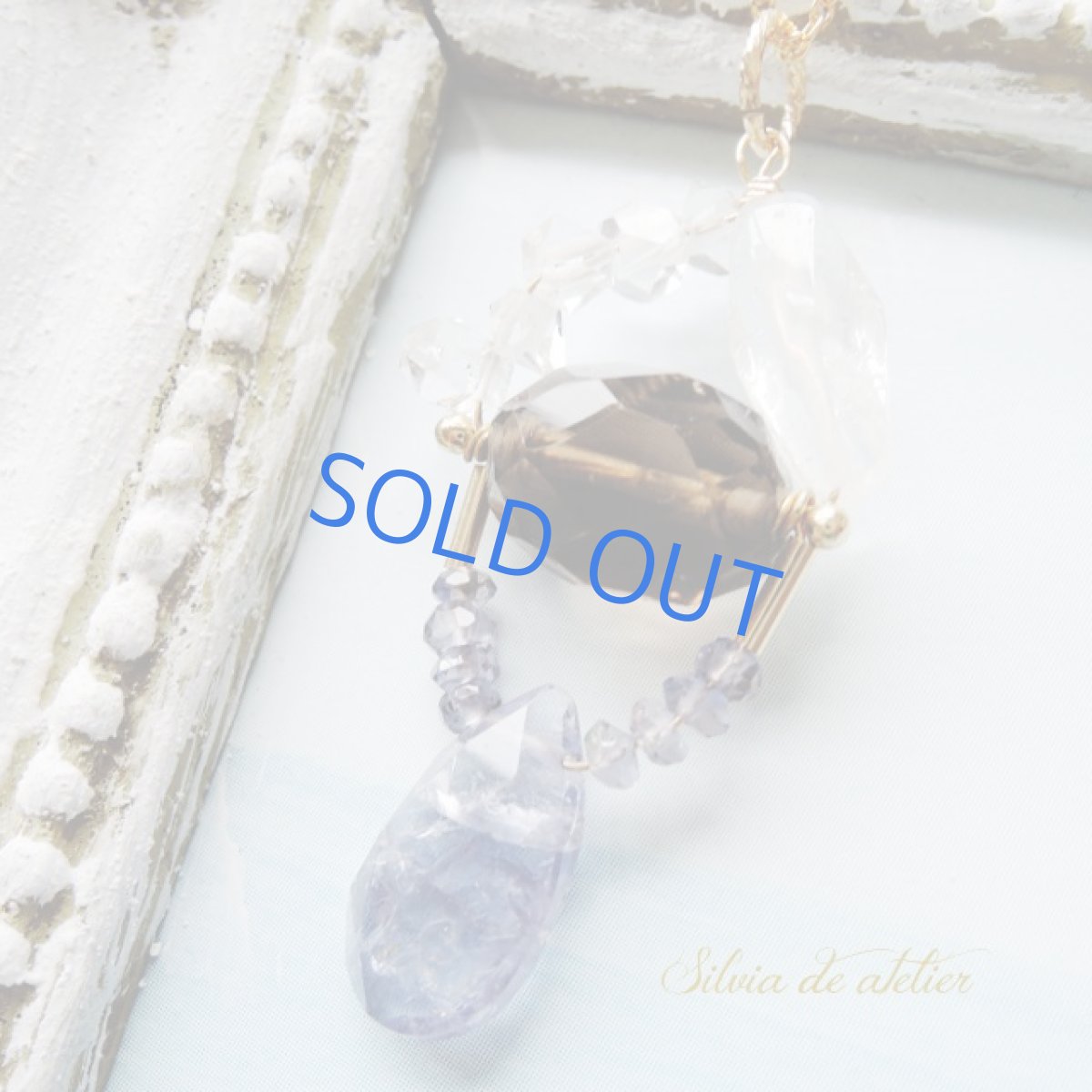 画像2: ＜1点もの＞スモーキークォーツ　タンブルカット＆アイオライト　デザインチャーム　14kgfネックレス約50cm (2)