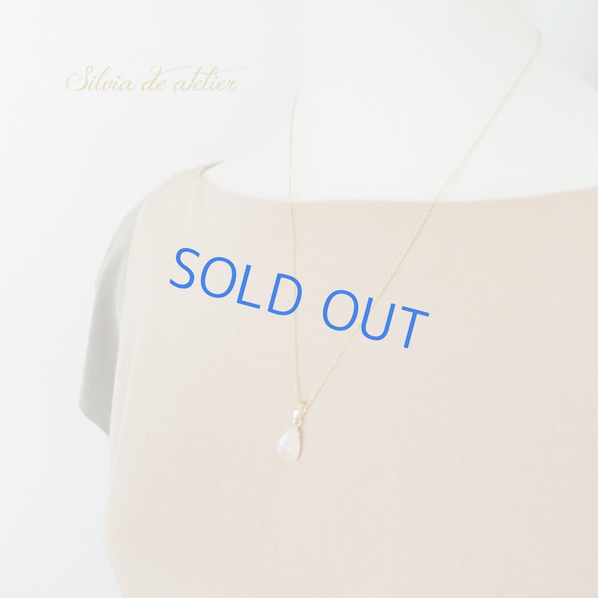 画像7: ＜1点もの・A＞レインボームーンストーン　涙型　14kgfネックレス約50cm (7)