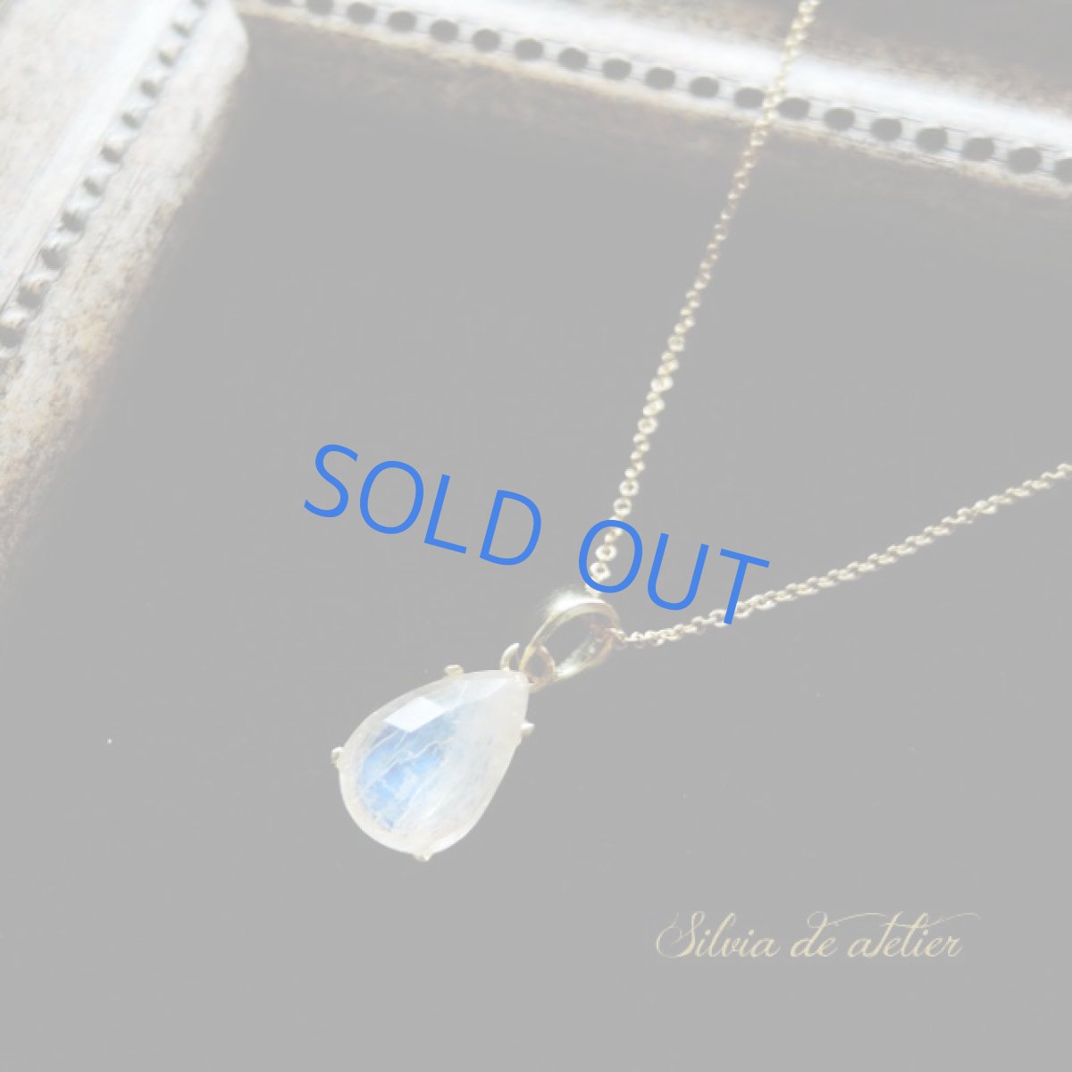 画像4: ＜1点もの・A＞レインボームーンストーン　涙型　14kgfネックレス約50cm (4)