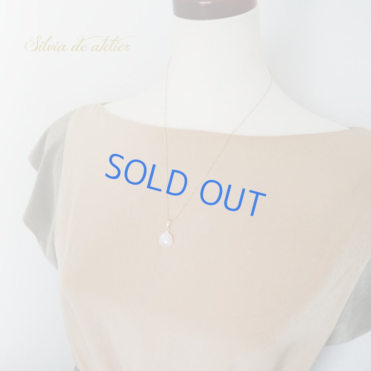 画像8: <1点もの・C>レインボームーンストーン フリーフォーム型 14kgfネックレス約50cm (8)