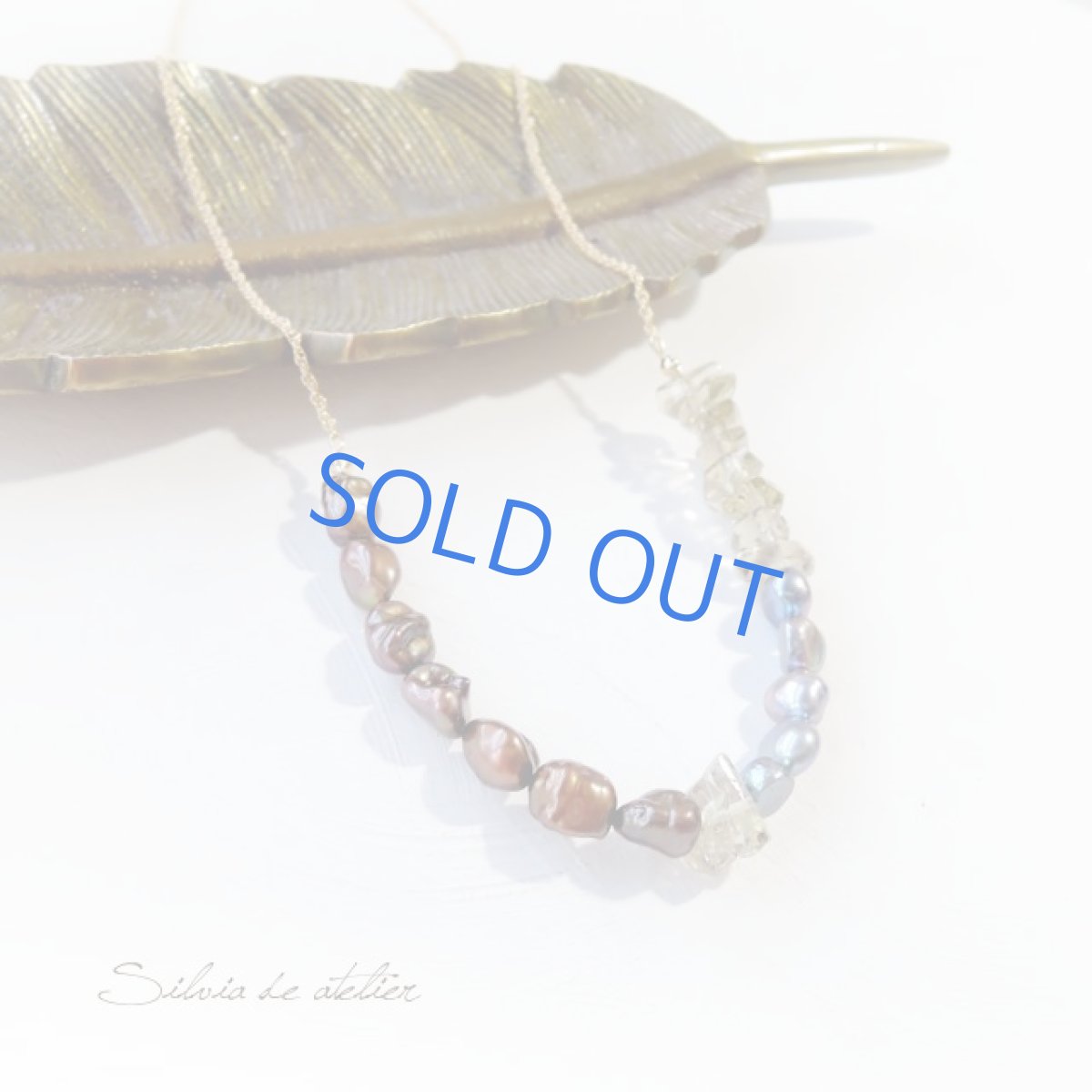 画像4: ＜限定1＞ブラウン淡水パール×レモンクォーツ　ミディアムゴールドネックレス (4)