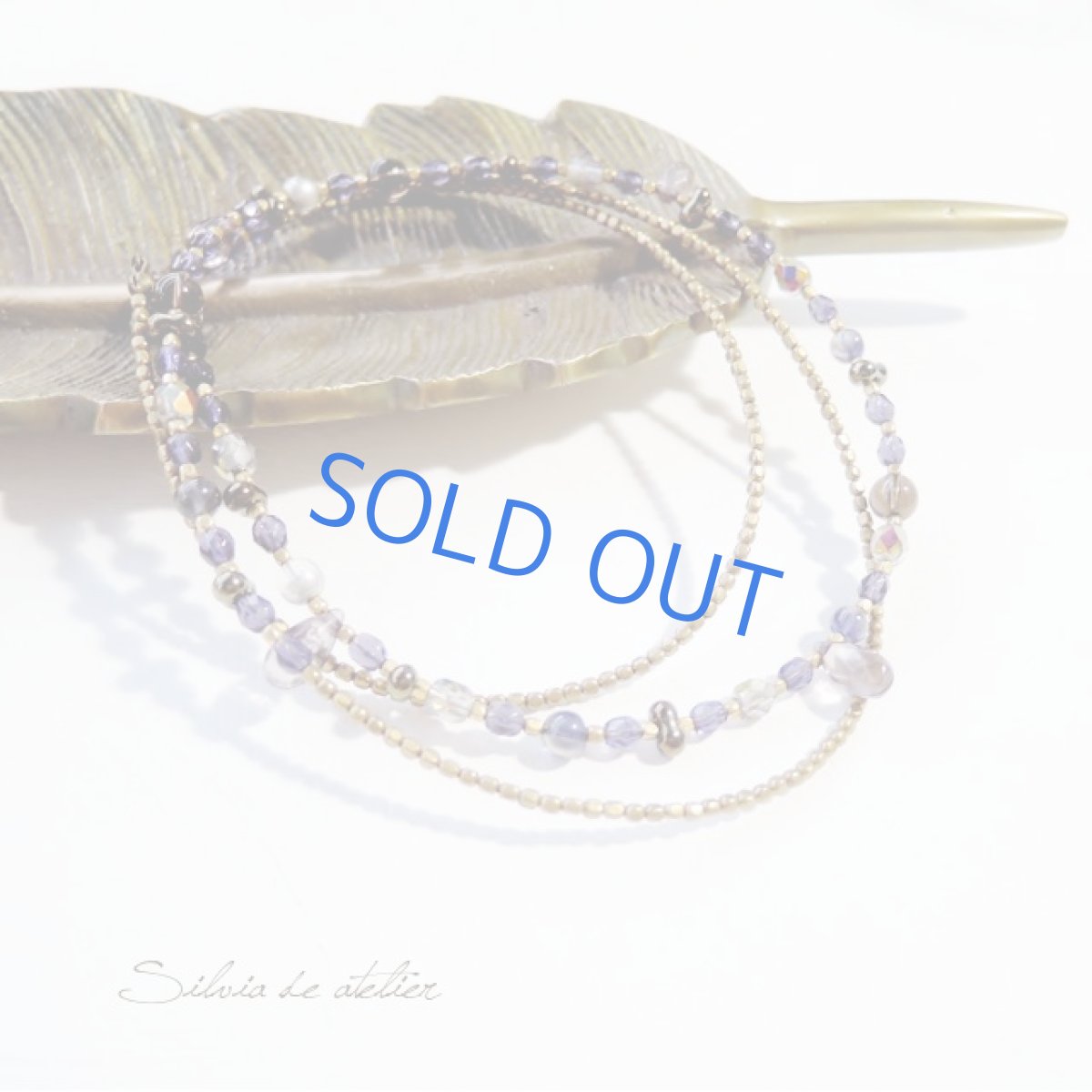 画像4: ＜限定1＞ブルーパープル　チェコビーズ　アンティークゴールドロングネックレス (4)