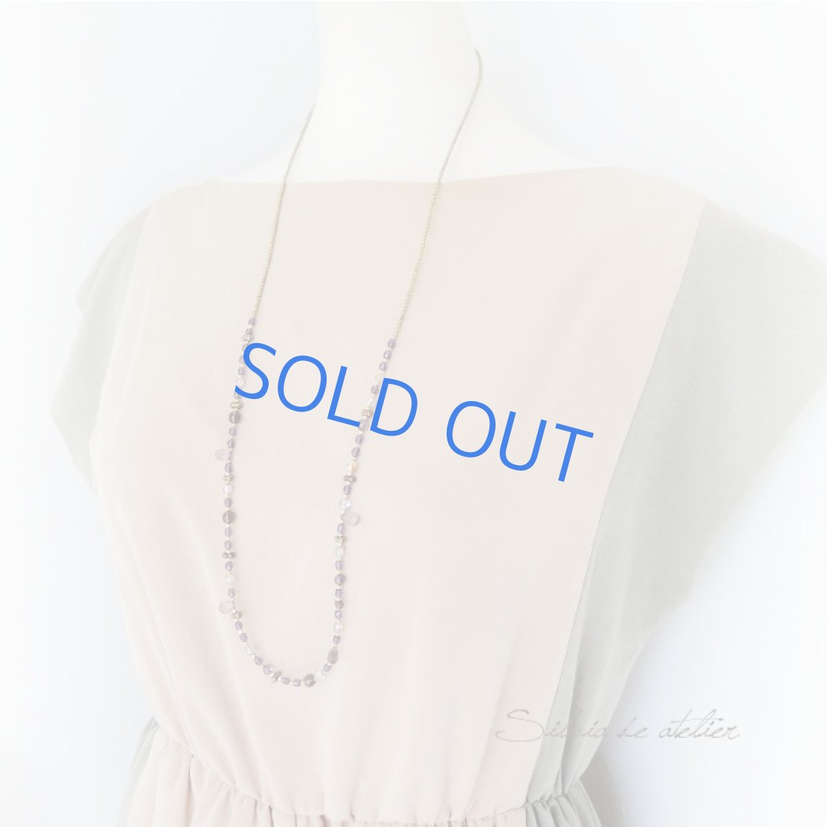 画像6: ＜限定1＞ブルーパープル　チェコビーズ　アンティークゴールドロングネックレス (6)