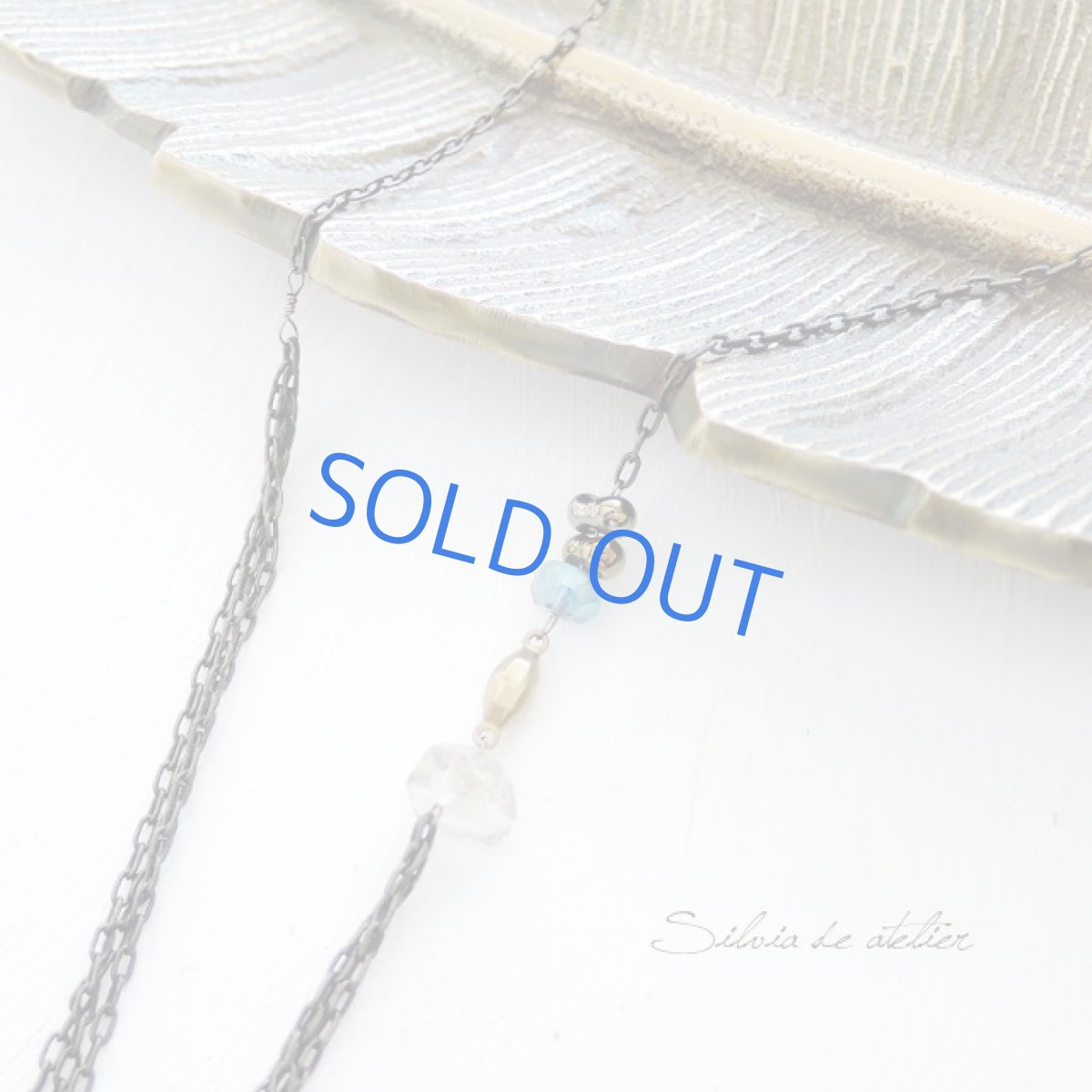 画像2: ＜限定1・ロングB＞ブルーグラスストーン　アンティークゴールドロングネックレス (2)