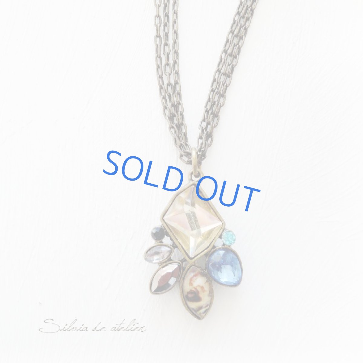 画像3: ＜限定1・ロングB＞ブルーグラスストーン　アンティークゴールドロングネックレス (3)