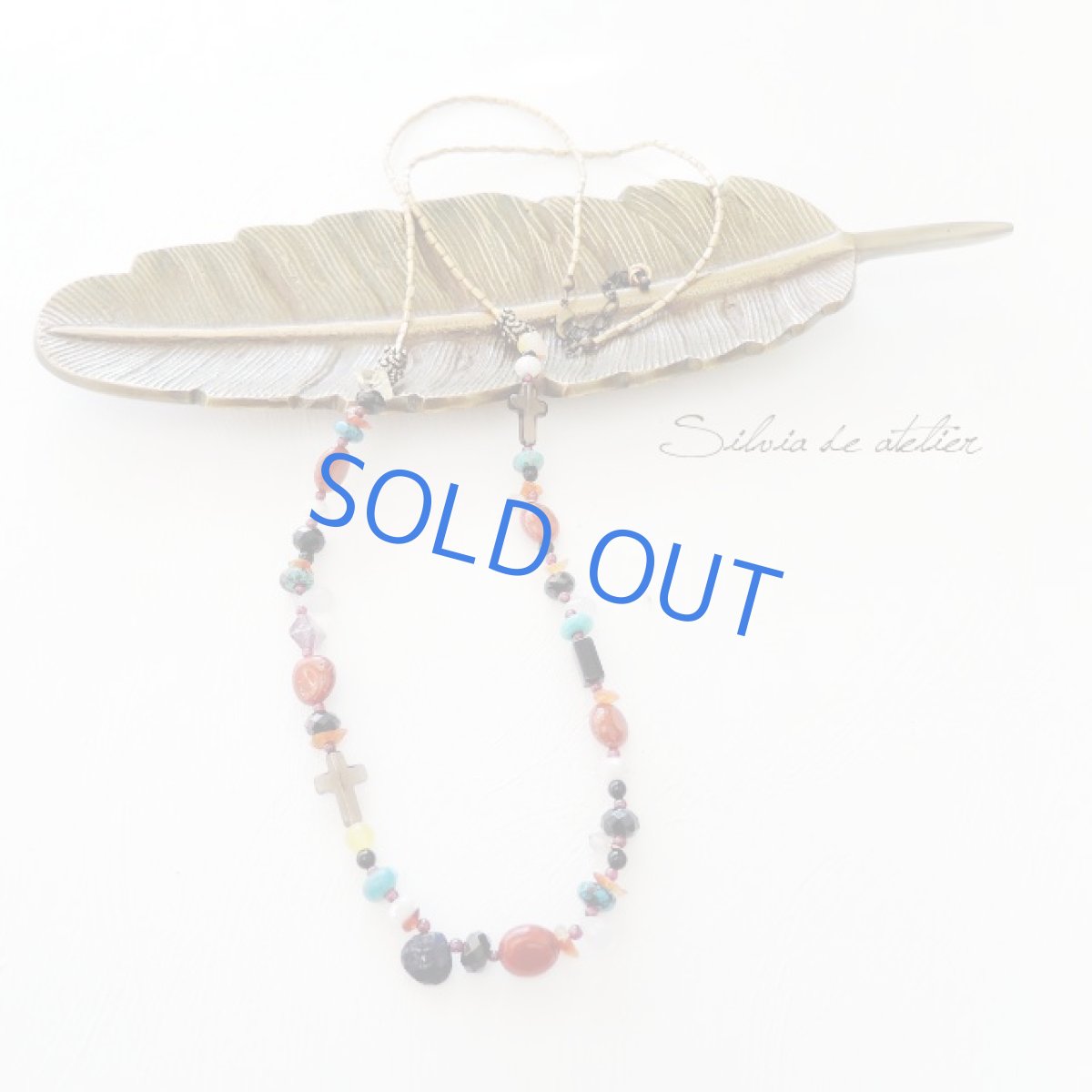 画像4: ＜限定1＞天然石MIX　アンティークゴールドロングネックレス (4)