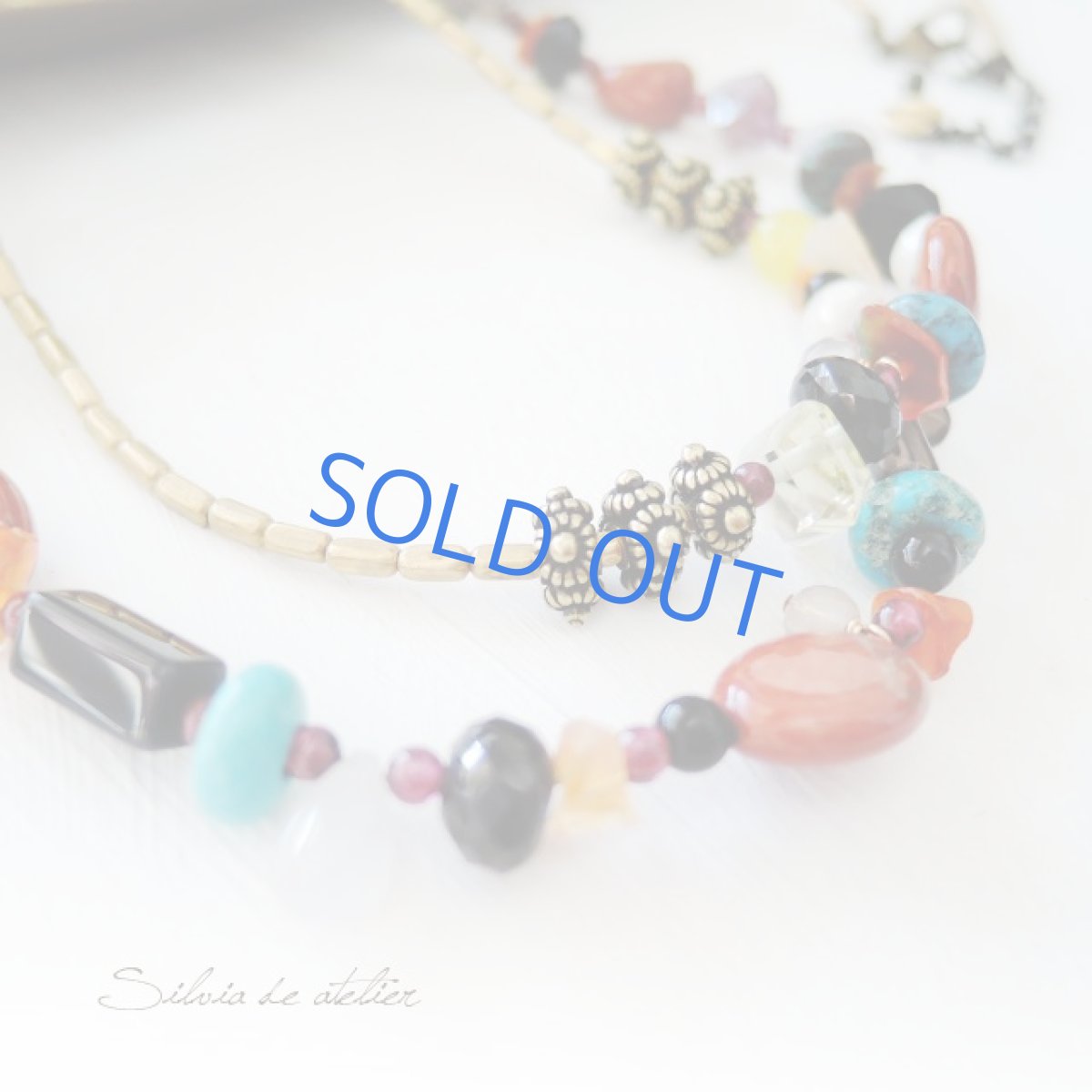 画像3: ＜限定1＞天然石MIX　アンティークゴールドロングネックレス (3)