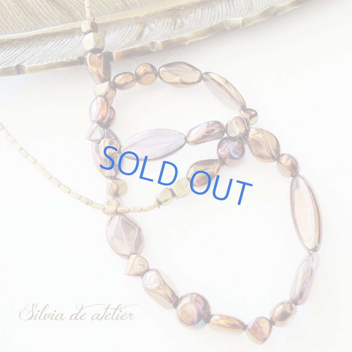 画像4: ＜限定1＞ブロンズレッドチェコガラスビーズ　シルバービーズロングネックレス (4)