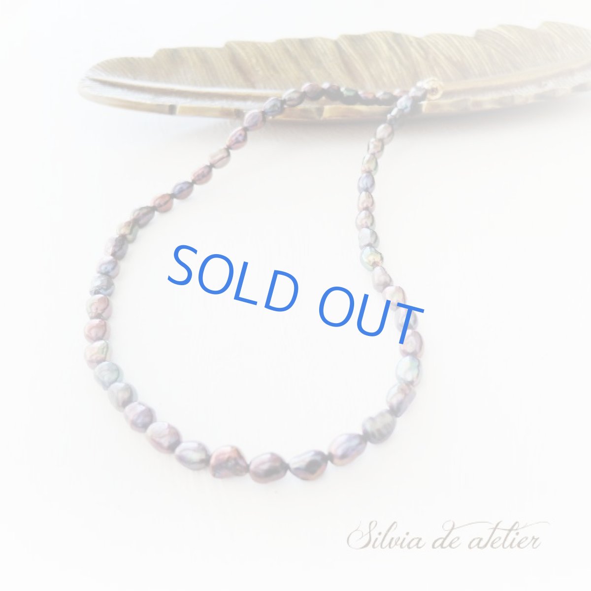 画像2: ＜限定1＞ネイビー　淡水パール　ライス　ショートネックレス (2)