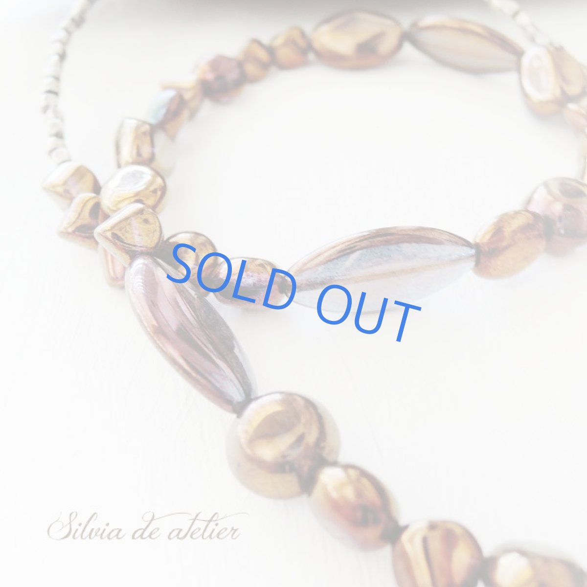 画像3: ＜限定1＞ブロンズレッドチェコガラスビーズ　シルバービーズロングネックレス (3)