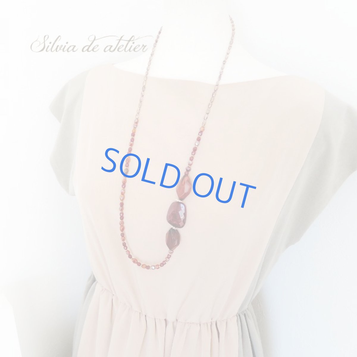 画像5: ＜限定1＞大粒ワインレッドアクリル　アシンメトリー　ロングネックレス (5)