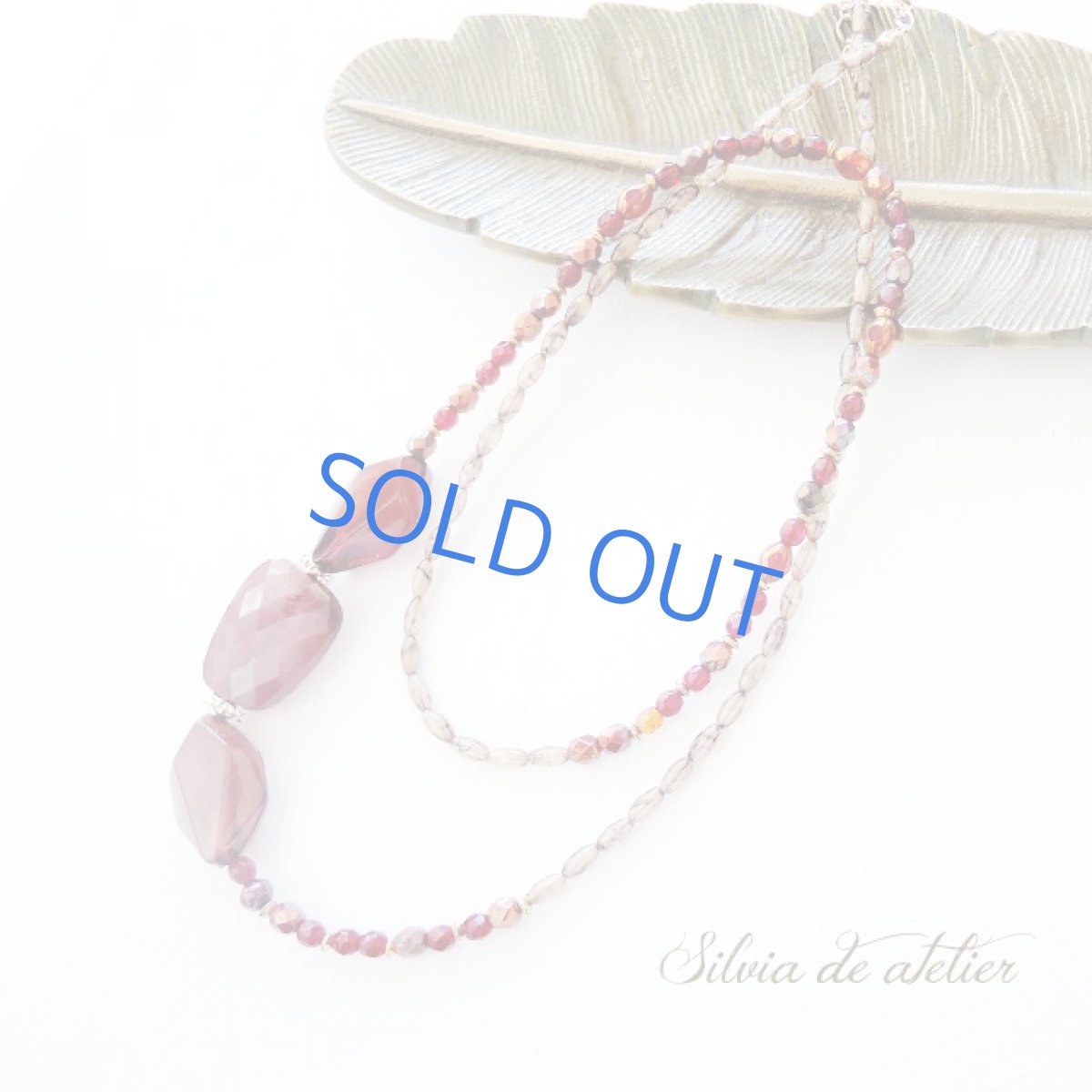 画像3: ＜限定1＞大粒ワインレッドアクリル　アシンメトリー　ロングネックレス (3)