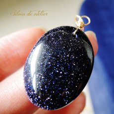 画像5: 半額SALE【限定数のみ】夜空の石　ブルーサンドストーン　超大粒　ストーン　ペンダント　約50cmサージカルステンレスネックレス (5)