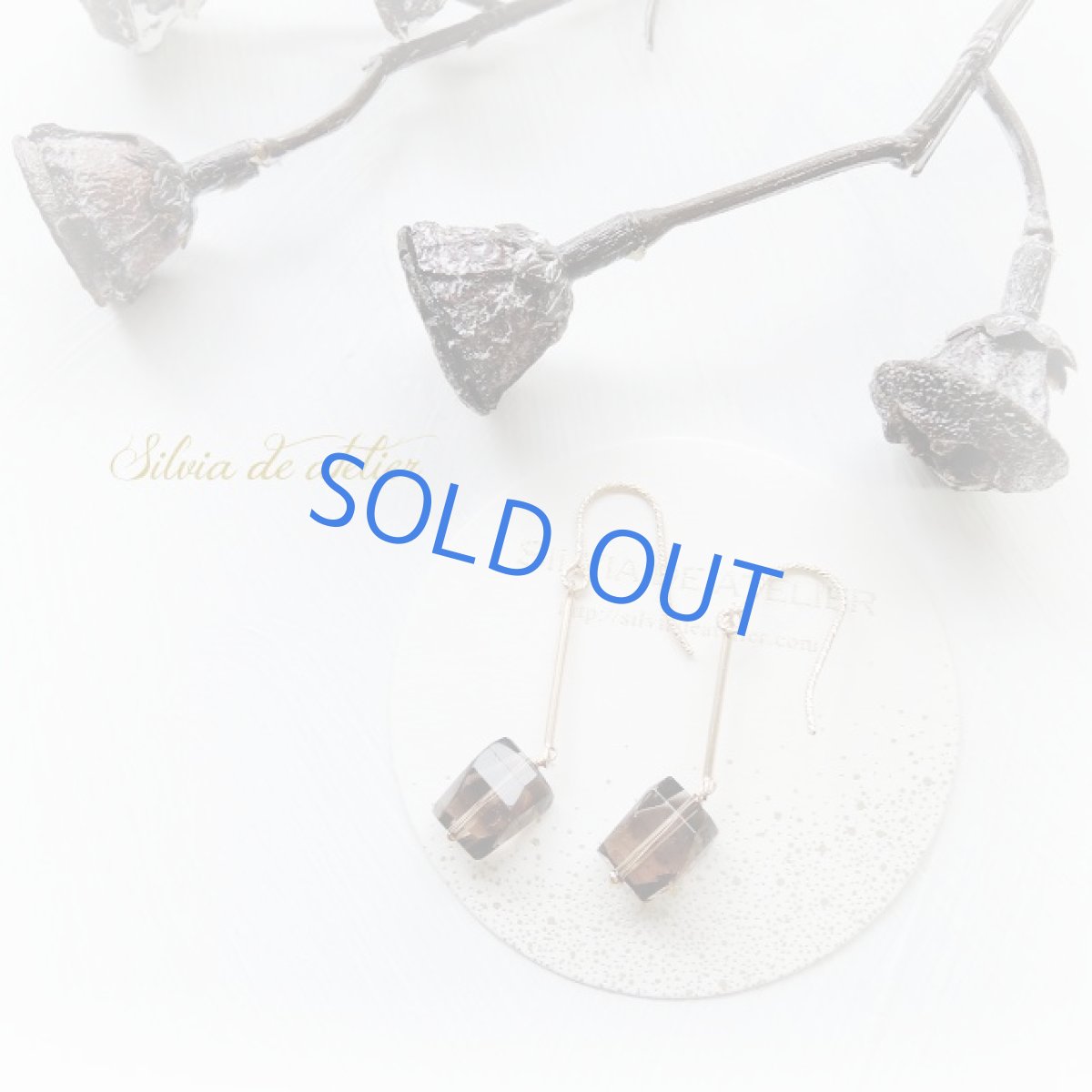 画像3: <イヤリング変更可・残り1>ダークスモーキークォーツ ファニーカット 14kgfラインピアス (3)