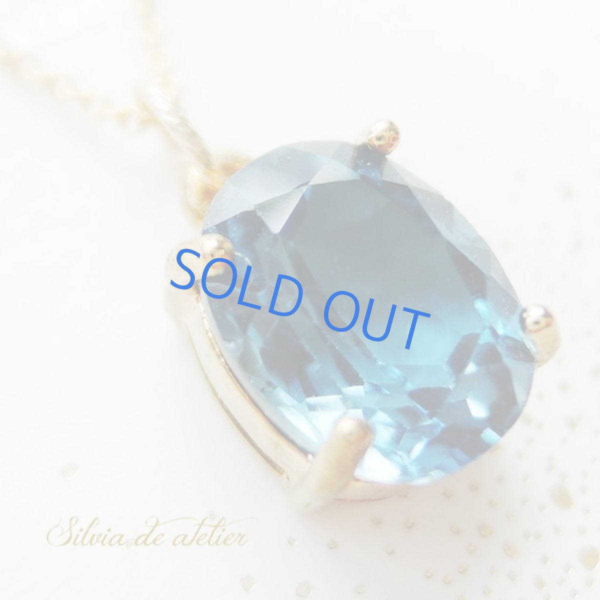 画像2: <残り1>宝石質 大粒 ロンドンブルートパーズ ファセットオーバルカット 14kgfネックレス (2)