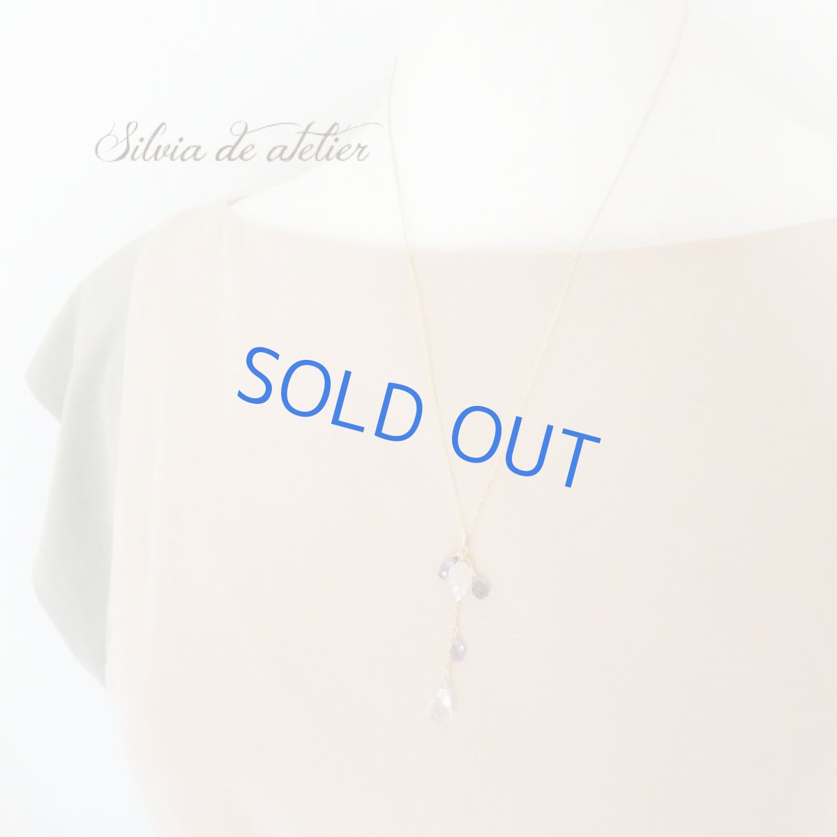 画像7: <各1点もの・残り二葉タイプ>ホワイトムーンストーンリーフ&アイオライト&クリスタル 14kgf Y字ネックレス (7)