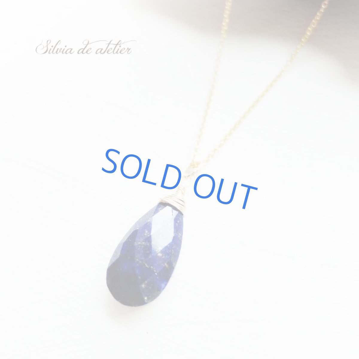 画像5: 半額SALE【残り1】大粒　ラピスラズリ　ペアシェイプ　サージカルステンレスチェーンネックレス約50cm (5)