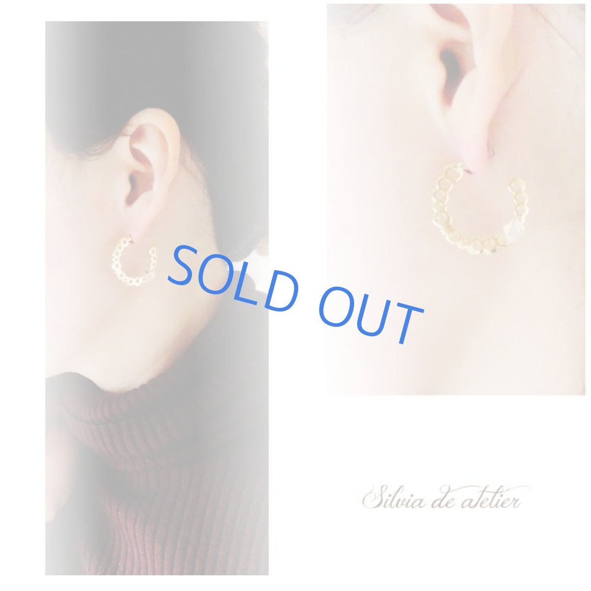 画像6: ＜1点もの＞レインボームーンストーンカボション　バブルフープ　チタンポストピアス (6)