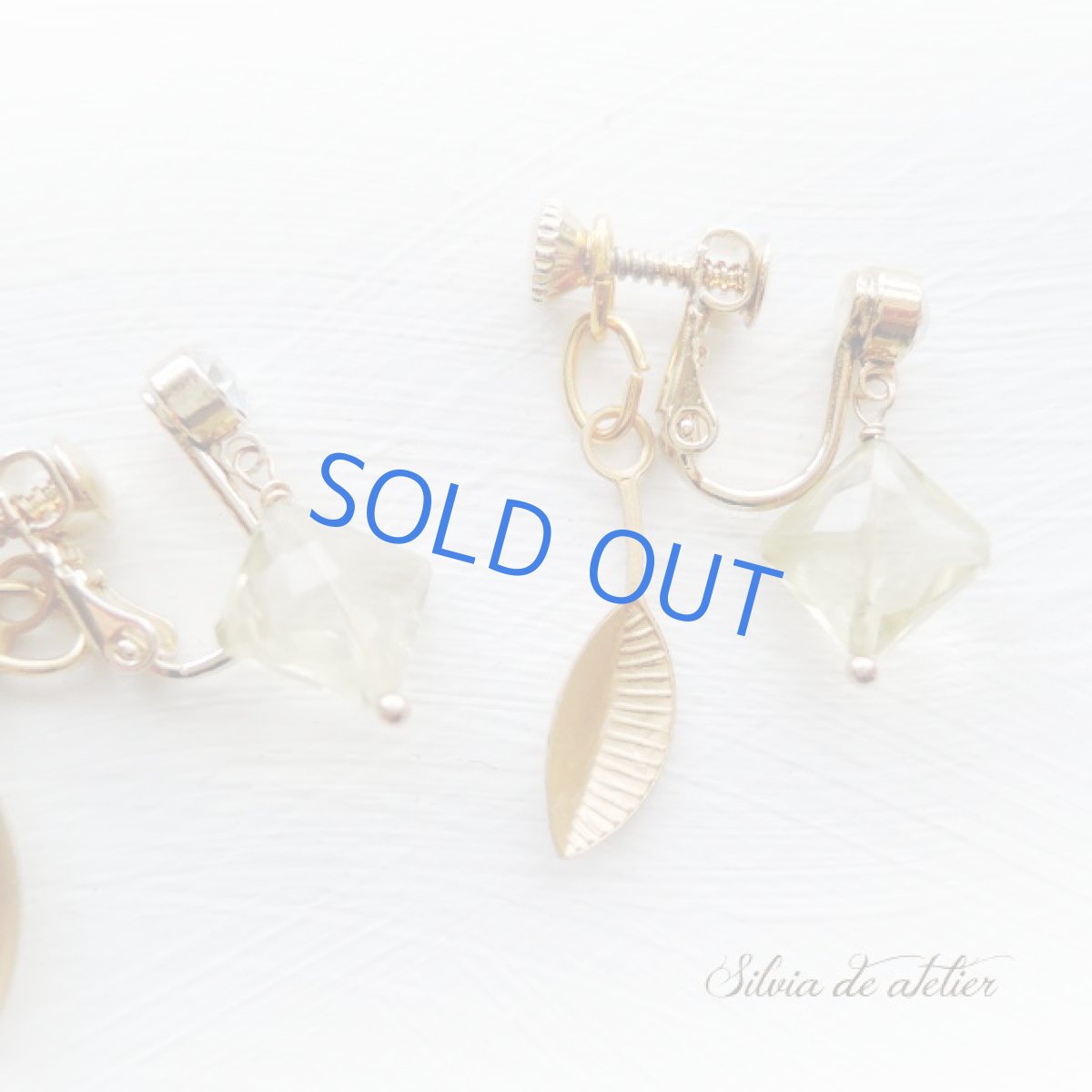 画像3: ＜1点もの＞レモンクォーツ　ダイヤカット　スプリングバネ式イヤリング (3)