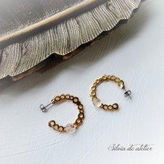 画像3: ＜1点もの＞レインボームーンストーンカボション　バブルフープ　チタンポストピアス (3)