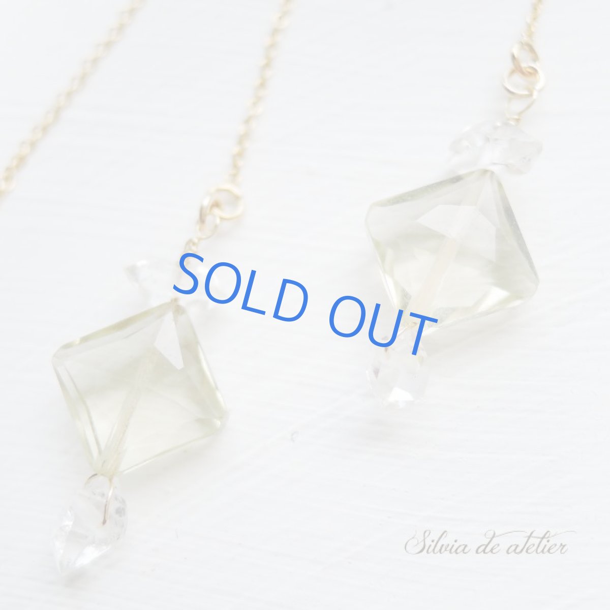 画像3: ＜1点もの＞レモンクォーツ　ダイヤカット　NYハーキマーダイヤモンド　14kgfラインピアス (3)