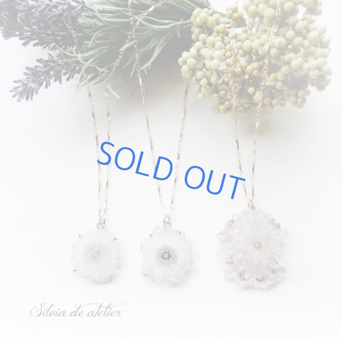 画像11: <1点もの・ゴールドA>アメジスト 原石 フラワー スライスジオード ネックレス約70cm (11)