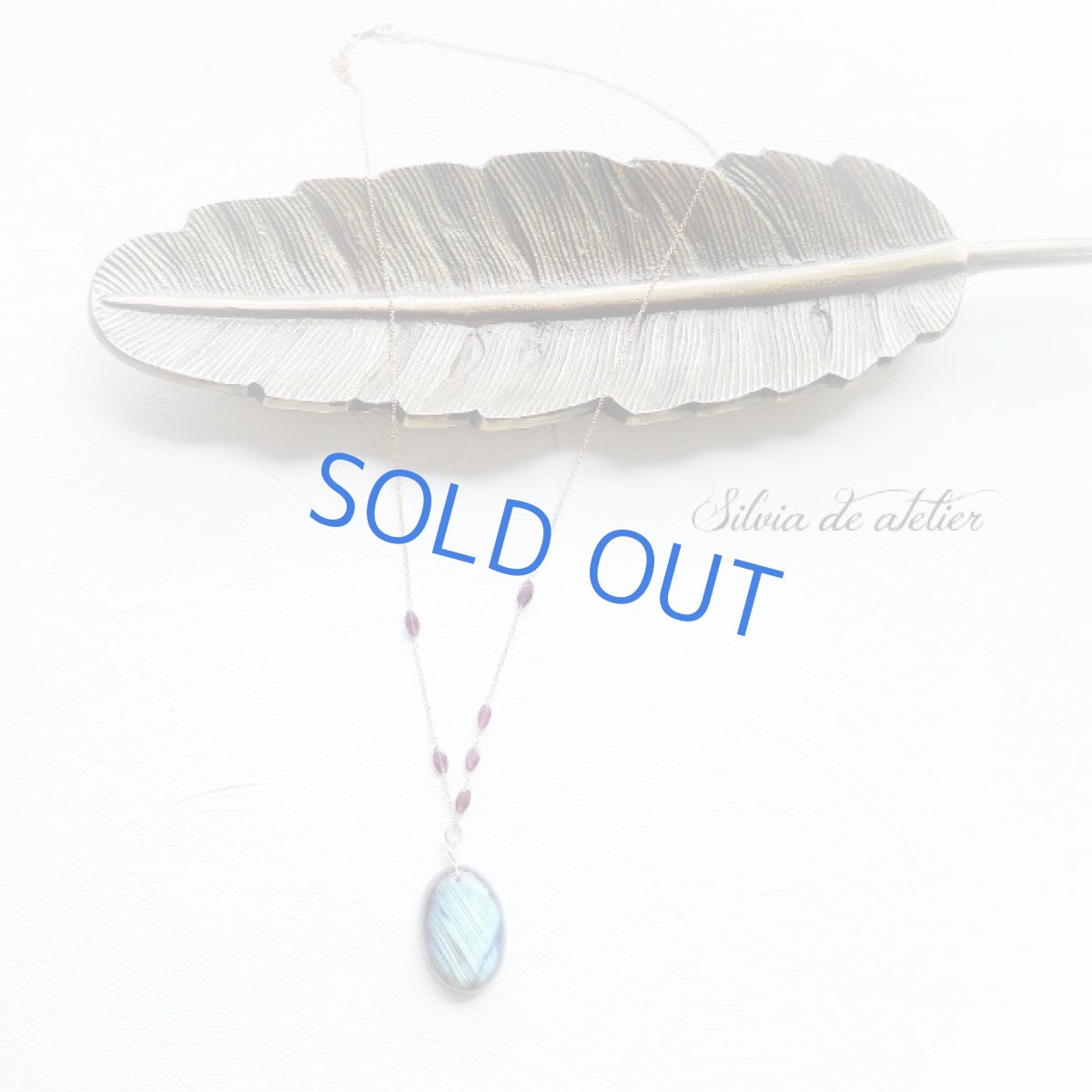 画像4: ＜1点もの＞大粒　ラブラドライト　カボション＆ロードライトガーネット　約55cm14kgfネックレス (4)