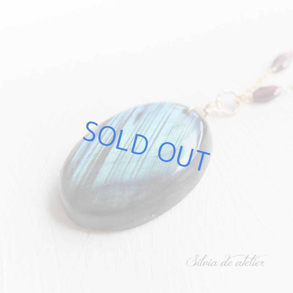 画像6: ＜1点もの＞大粒　ラブラドライト　カボション＆ロードライトガーネット　約55cm14kgfネックレス (6)