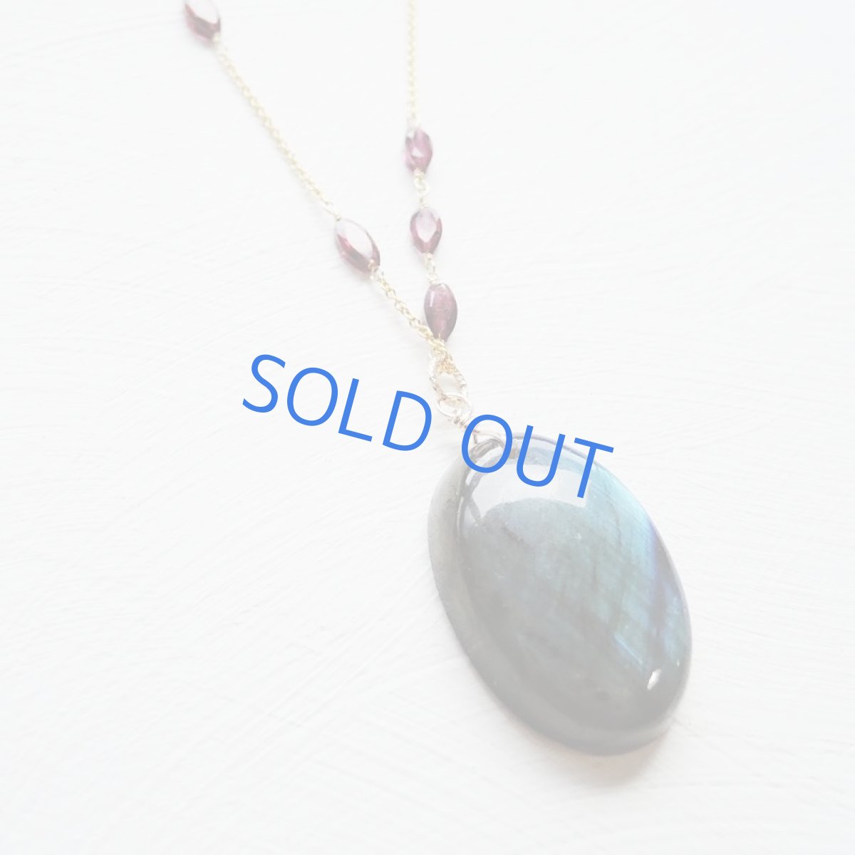 画像2: ＜1点もの＞大粒　ラブラドライト　カボション＆ロードライトガーネット　約55cm14kgfネックレス (2)