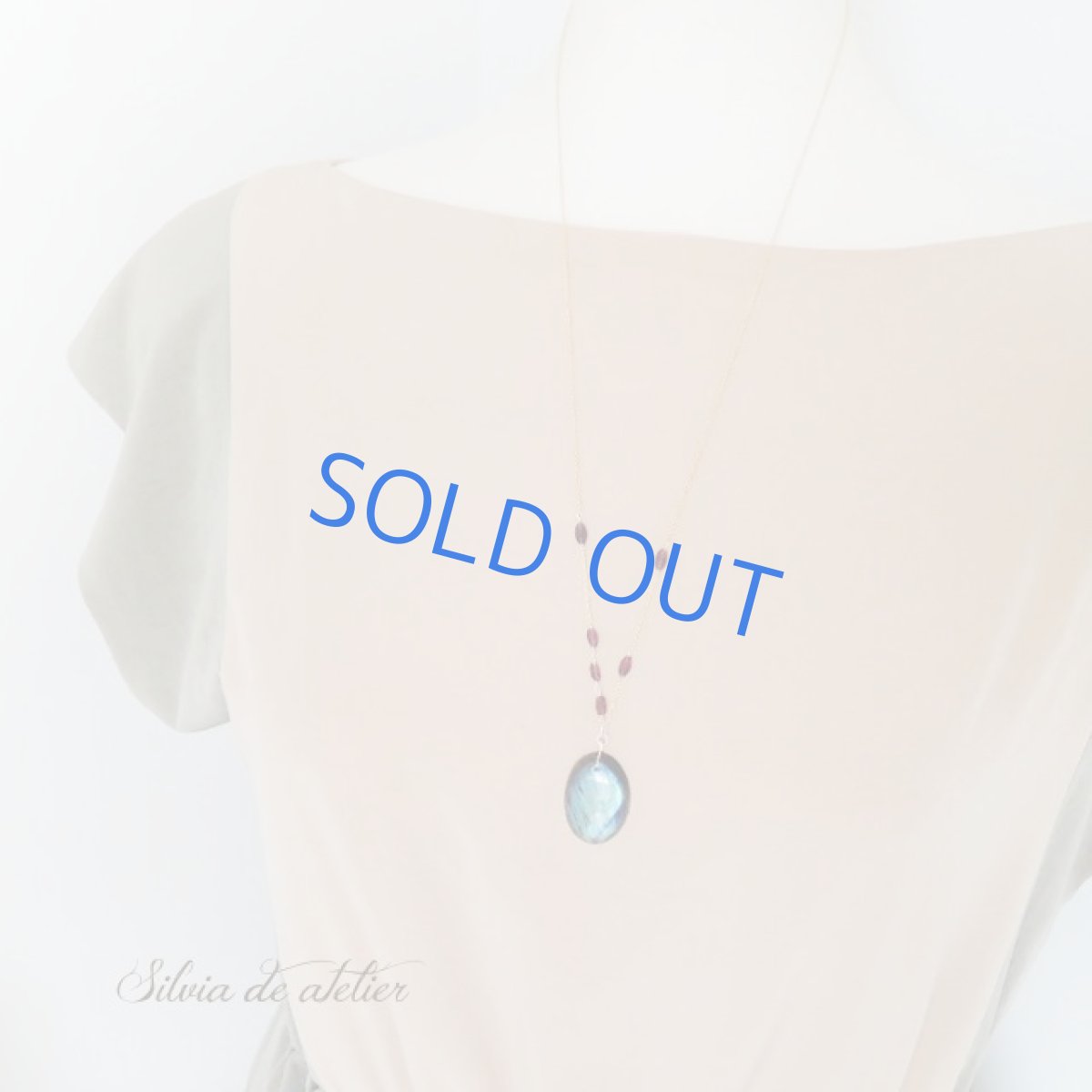 画像7: ＜1点もの＞大粒　ラブラドライト　カボション＆ロードライトガーネット　約55cm14kgfネックレス (7)