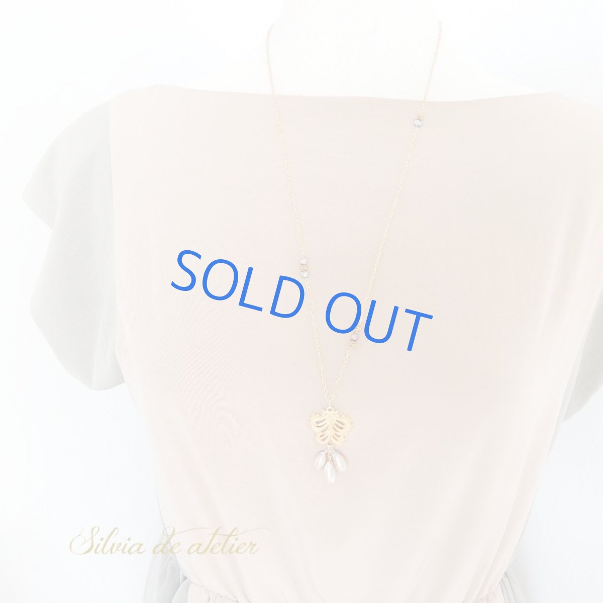 画像6: 【1点もの】ゴールド淡水パールドロップ　アンティーク風ゴールドネックレス (6)