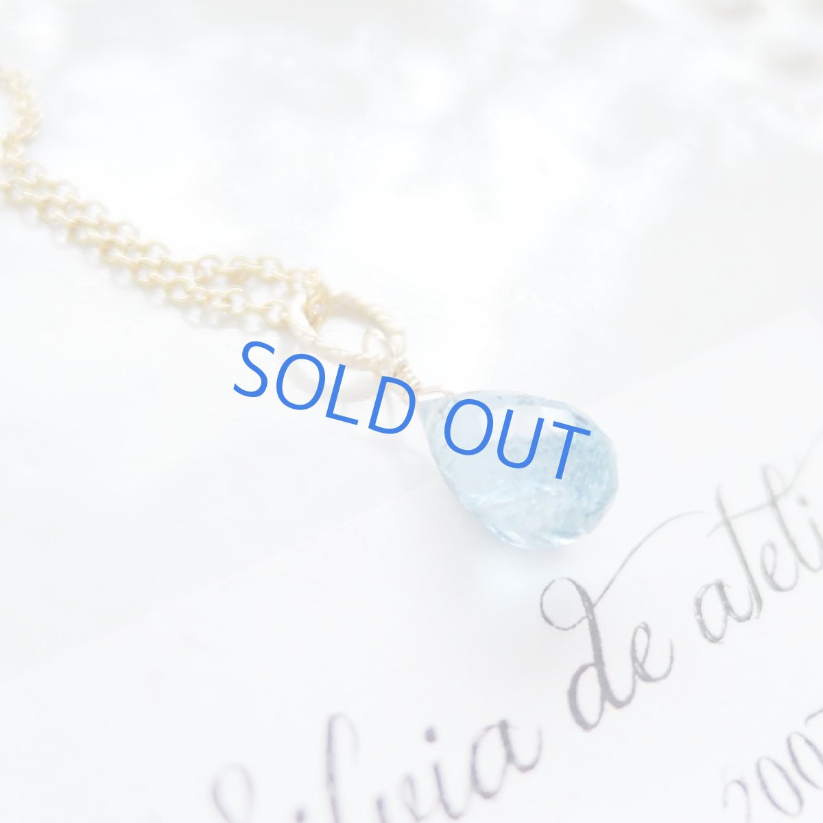 画像2: <残り1>AAA サンタマリアアクアマリン ドロップ 14kgfネックレス (2)