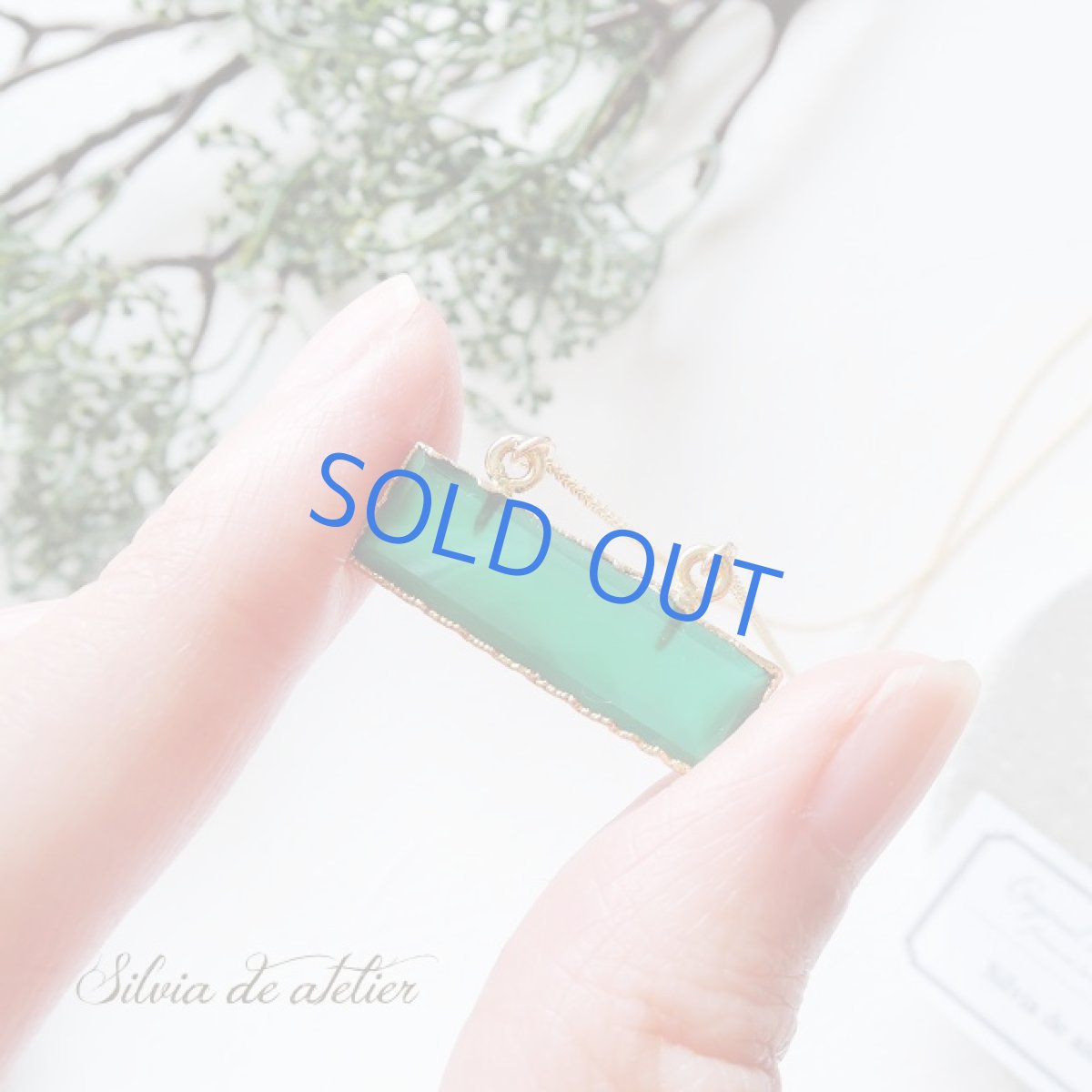 画像3: ＜残り2＞グリーンオニキス　レクタングルジェムフレーム　約53cm　14kgfネックレス (3)