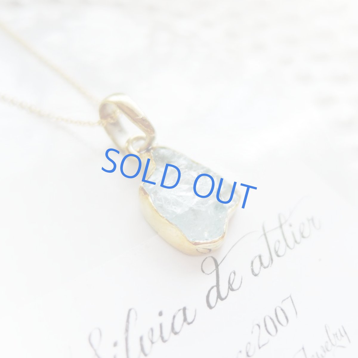 画像5: <1点もの・B>大粒 アクアマリン 原石フレームストーン 14kgfネックレス約50cm (5)