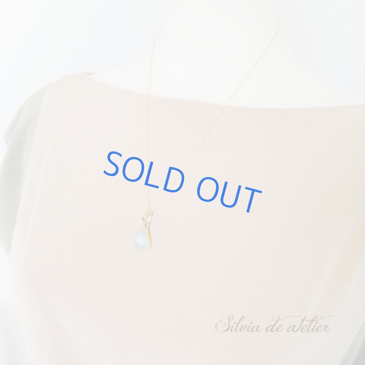 画像7: <1点もの・B>大粒 アクアマリン 原石フレームストーン 14kgfネックレス約50cm (7)