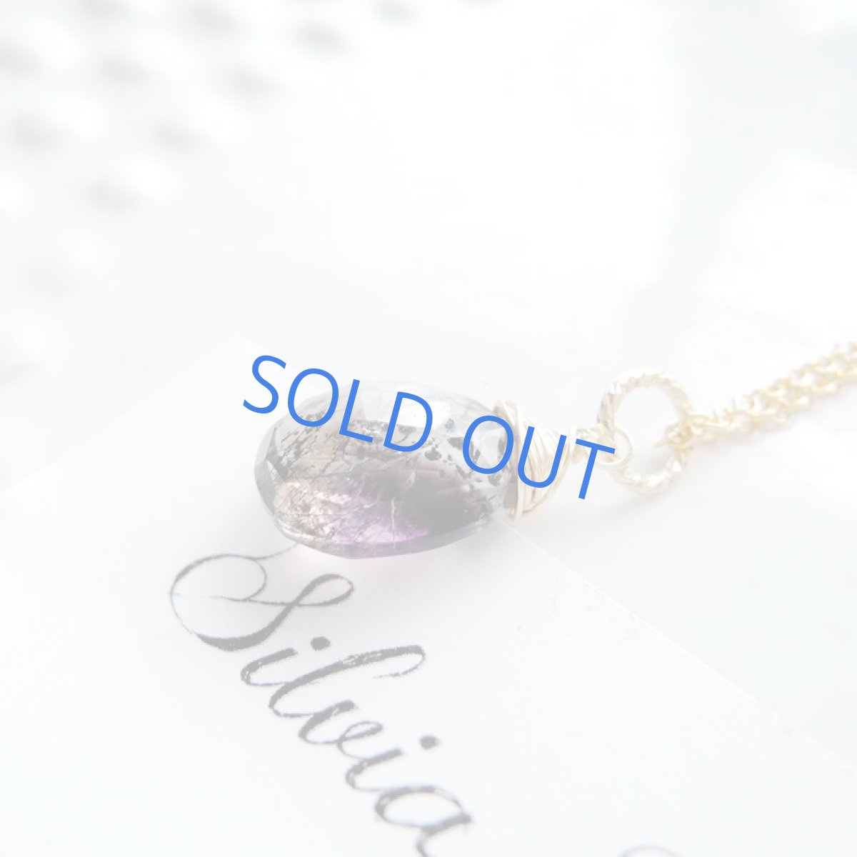 画像2: 【1点もの・Bスモーキーパープル】AAA　エレスチャルクォーツ　ペアシェイプ　14kgfネックレス約40cm (2)