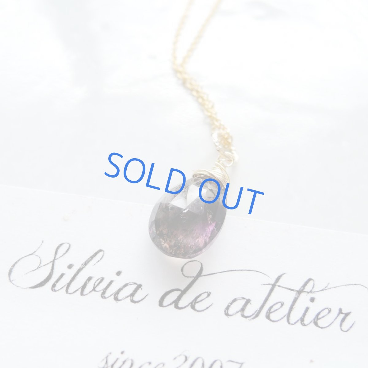 画像3: 【1点もの・Bスモーキーパープル】AAA　エレスチャルクォーツ　ペアシェイプ　14kgfネックレス約40cm (3)