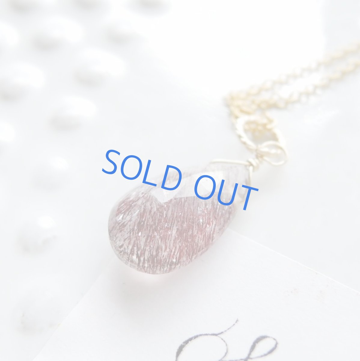 画像2: 【1点もの・Cバーガンディ】AAA　エレスチャルクォーツ　ペアシェイプ　14kgfネックレス約40cm (2)