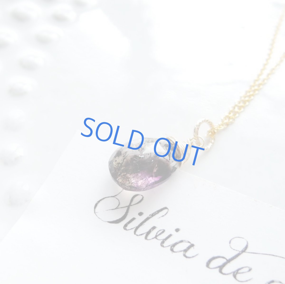 画像6: 【1点もの・Bスモーキーパープル】AAA　エレスチャルクォーツ　ペアシェイプ　14kgfネックレス約40cm (6)