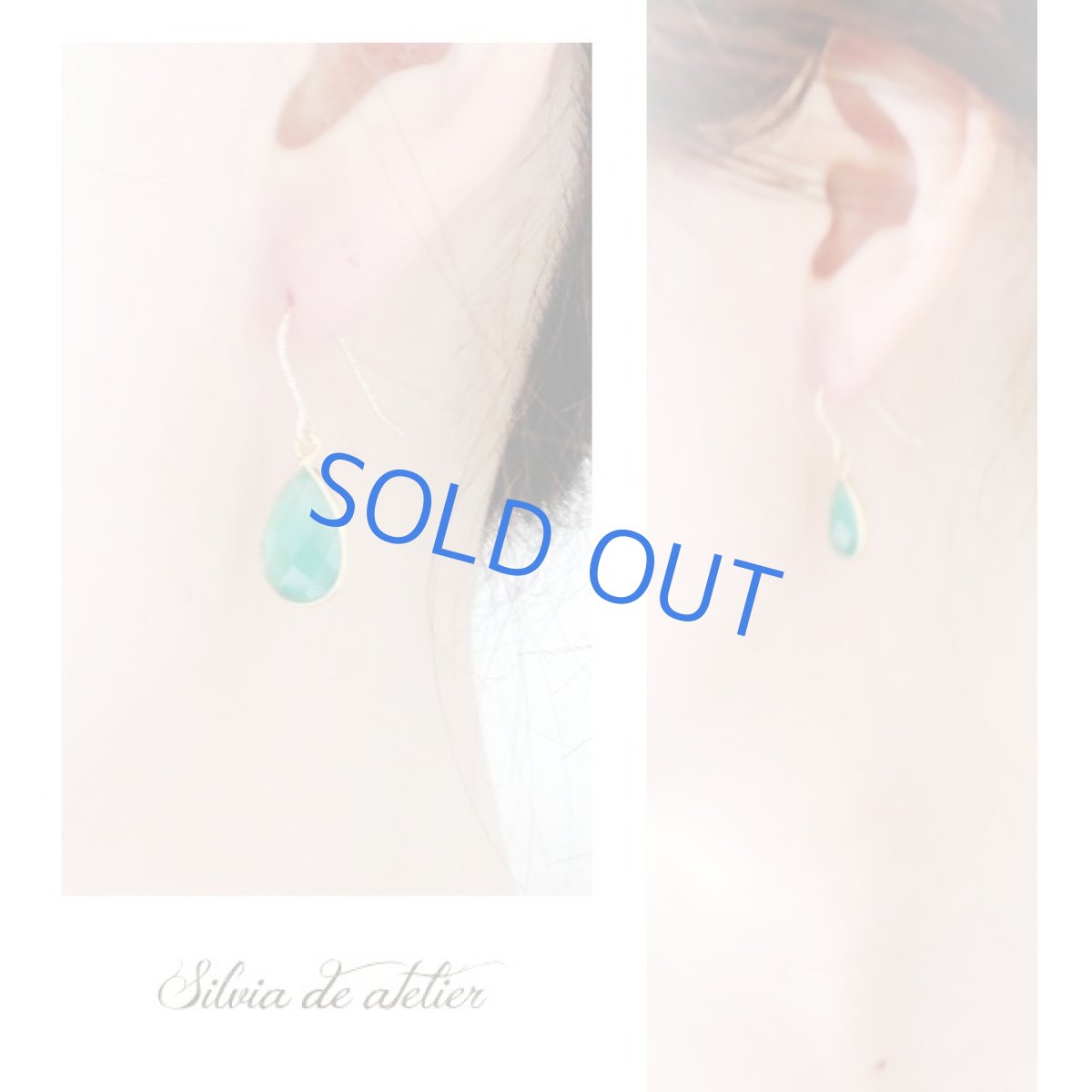 画像4: ＜イヤリング変更可・1点もの＞大粒　グリーンオニキス　フレームドロップ　14kgfフックピアス (4)