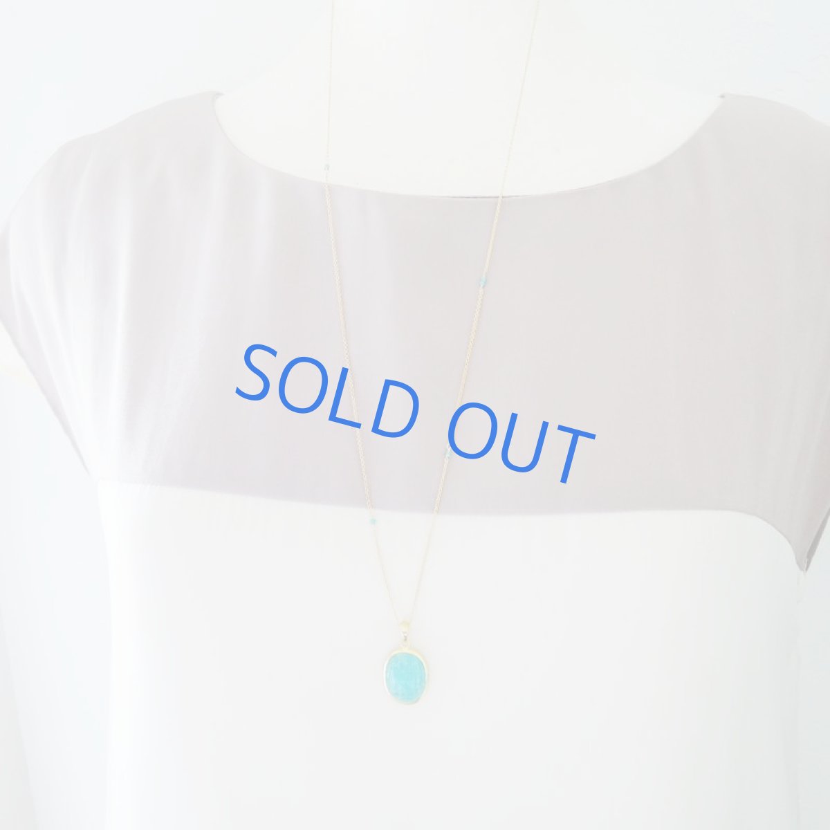 画像4: 【1点もの・B】大粒　モザンビーク産アマゾナイト　オーバル型　カボション　14kgf65cmネックレス (4)