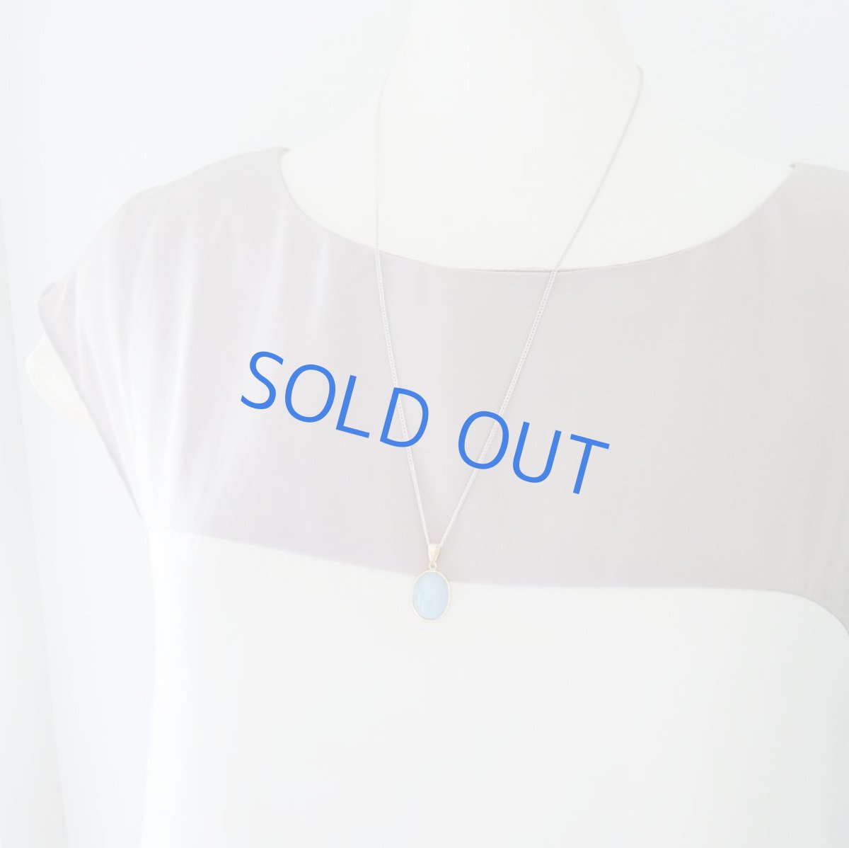 画像5: 【残り１】２WAY　ペルー産　ブルーオパール　オーバル型　カボション　ホワイトチェーンネックレス (5)