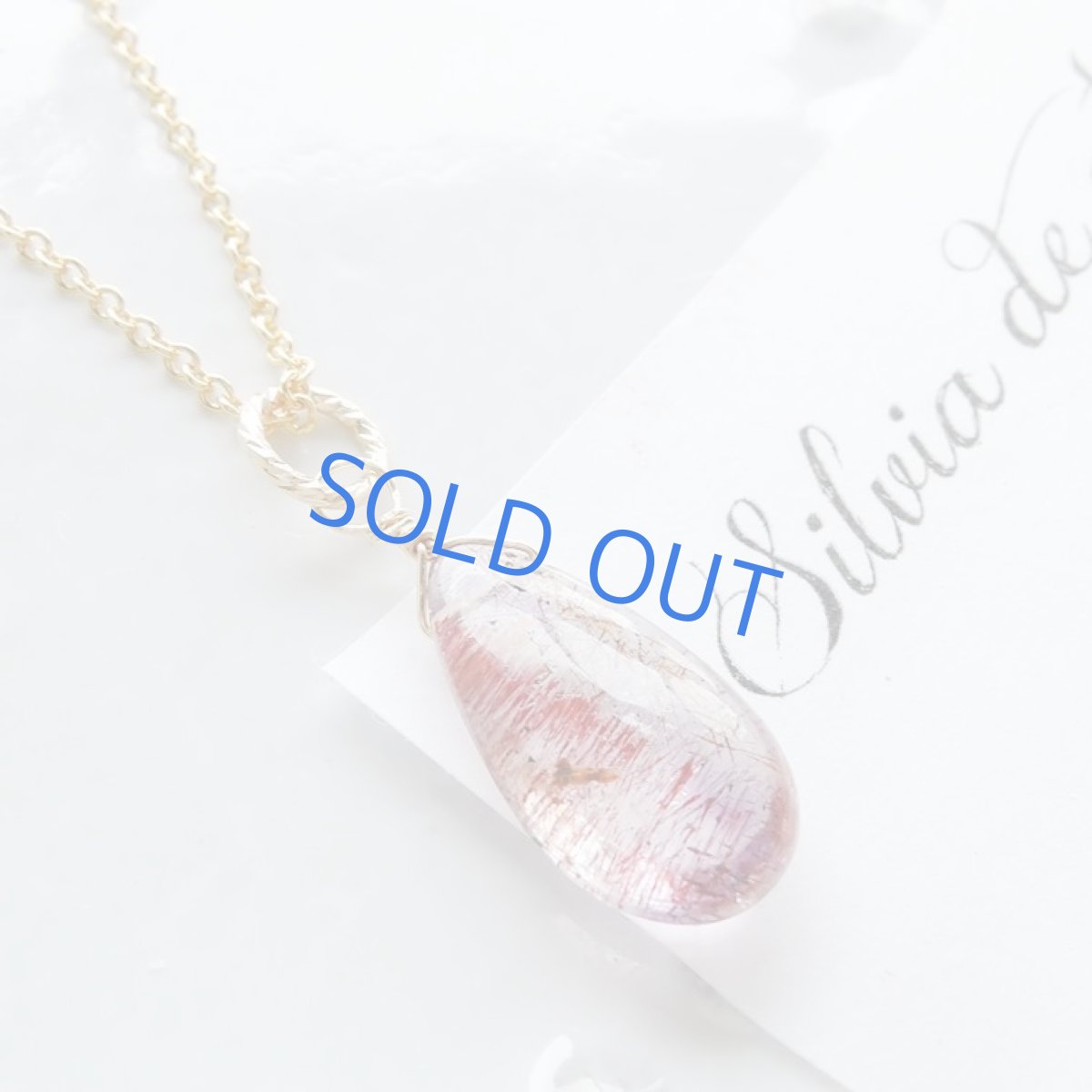 画像2: 【1点もの・Bアメジストレッド】AAA　エレスチャルクォーツ　スムース　ペアシェイプ　14kgfネックレス約40cm (2)