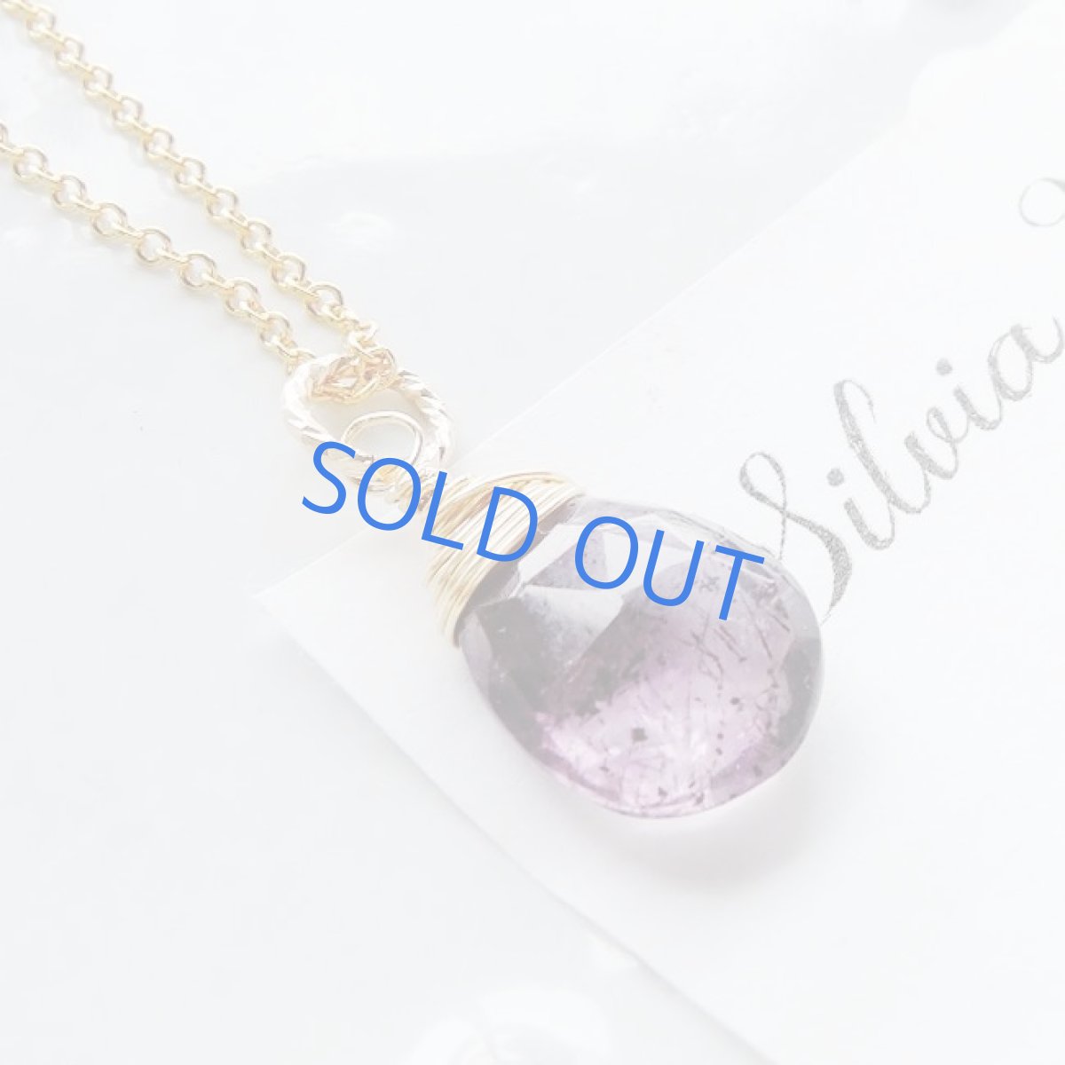 画像2: 【1点もの・Eパープル】AAA　エレスチャルクォーツ　ペアシェイプ　14kgfネックレス約40cm (2)