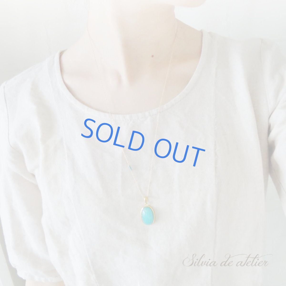 画像6: 【1点もの・B】大粒 モザンビーク産アマゾナイト 細長オーバル型 カボション 14kgf60cmネックレス (6)