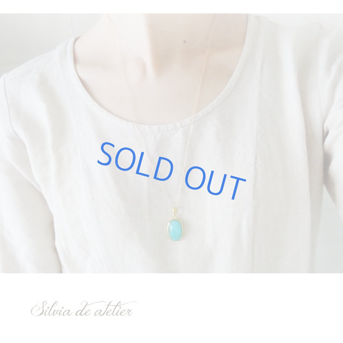 画像7: 【1点もの・B】大粒 モザンビーク産アマゾナイト 細長オーバル型 カボション 14kgf60cmネックレス (7)