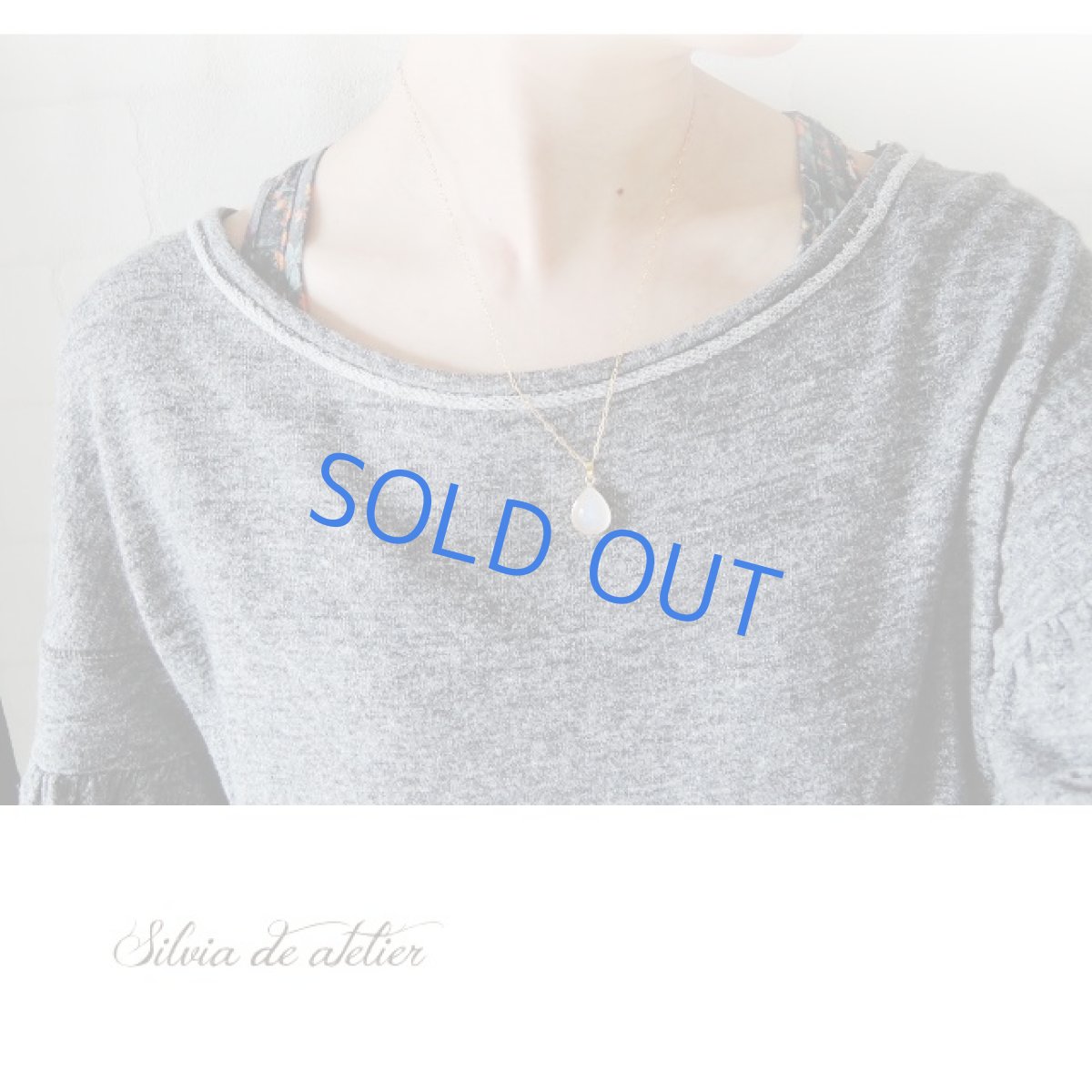 画像5: 【1点もの・D】AAA ロイヤルブルームーンストーン(ペリステライト)細長 カボション 14kgfネックレス50cm (5)