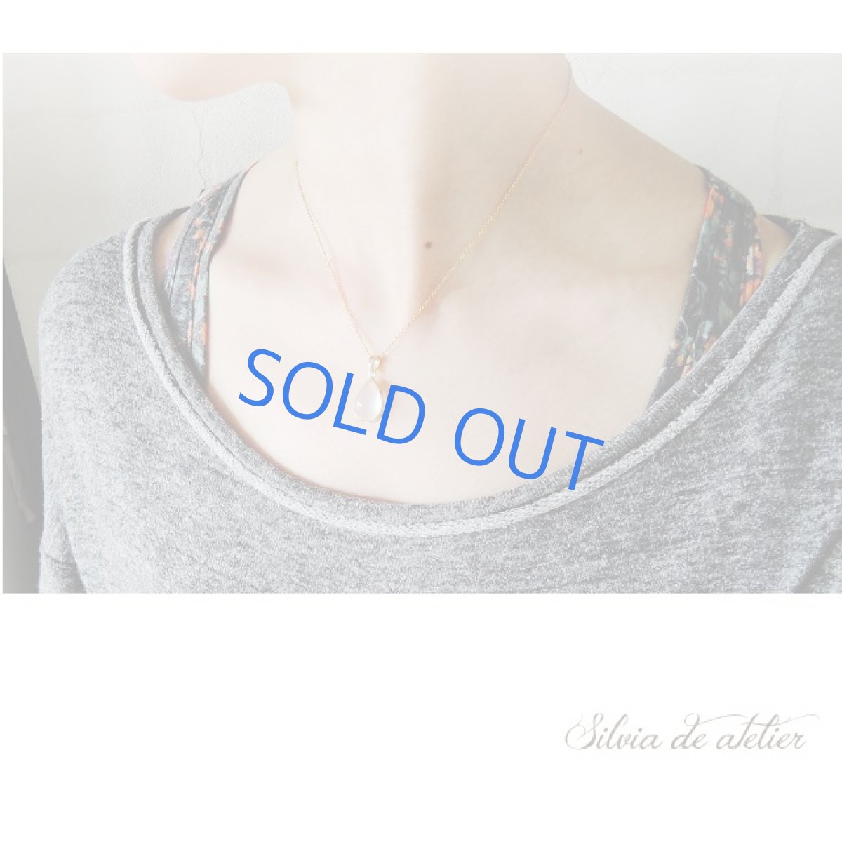 画像7: 【1点もの・B】AAA ロイヤルブルームーンストーン(ペリステライト)細長 カボション 14kgfネックレス40cm (7)